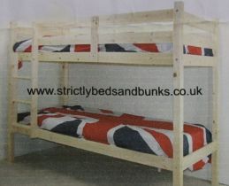 Duchess Trio 2'6" natural bunk bed set with underbed, central rail & ladder together with three matt