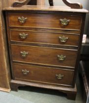 Small 19h century mahogany chest of four drawers, brass handles