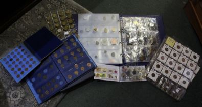 Folders of USA coins, folders of Farthings, and folders of jewellery medallions, and Commemoratives