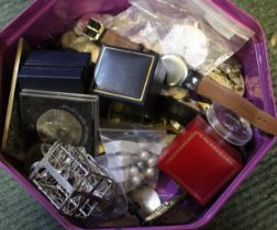 Vintage watches & parts, some working, includes Tissot watch, some jewellery, some coins