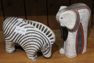 A Raku elephant and zebra (2)