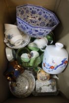 A box of assorted china and glass ware