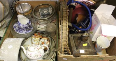 Two boxes containing a good selection of china, glass and other domestic items