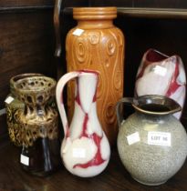 A selection of West German pottery vases and jugs (6)