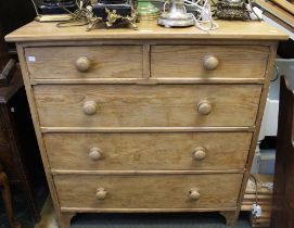 An old pine chest of two over three drawers