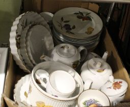 A tray box containing a selection of Royal Worcester Evesham ware