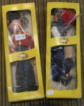 Two boxed Pelham puppets