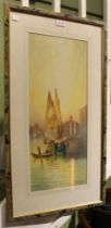 A watercolour of a Venetian scene indistinctly signed