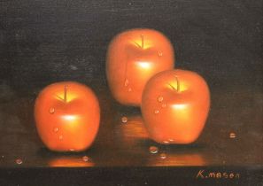 Oil on canvas K.Mason Red Apples framed