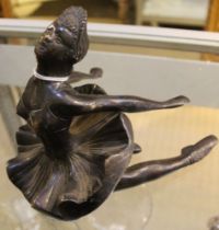 A 20th century patinated bronze ballerina, 15cm high