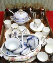 A set of seven Hammersley bone china coffee cans with saucers, garden bird decoration, together with