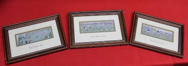 A collection of three Cash's of Coventry, silk pictures, framed and glazed, the mounts inscribed "Th