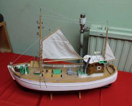 A wooden model boat, Nordsokutter Mary-Ann, Billing Boats of Norway, hand built model fishing Trawle