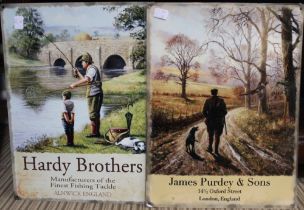 Two reproduction tin advertising signs, James Purdy and Hardy Brothers