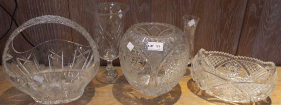 Five items of cut glass table ware