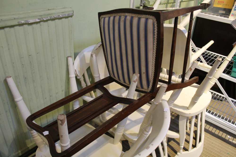 A set of seven white painted farmhouse style kitchen chairs, together with a single chair - Image 2 of 2