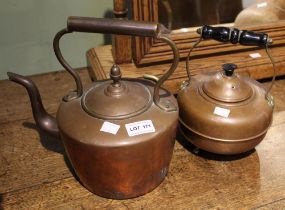 Two vintage copper kettles