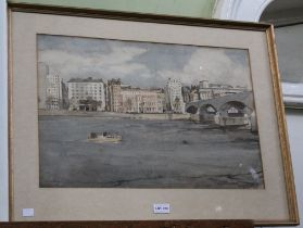 Denys G Wells - A 20th century watercolour of a Thames scene