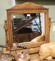 Early 20th century substantial oak swing mirror