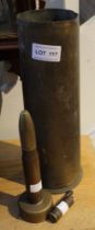 Trench Art WWI artillery shell Royal Welch Fusiliers, souvenir of Ypres with two trench art