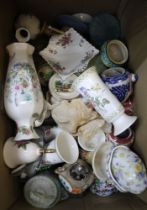 A box of assorted china wares