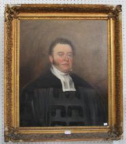 19th century British School, portrait of a Minister, oil painting on canvas, 74cm x 61cm, gilt frame