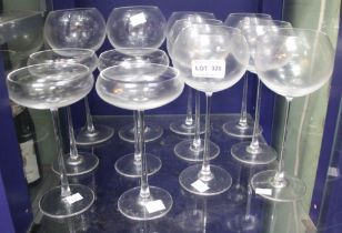 A selection of Royal Doulton thin stemmed wine glasses and champagne bowls