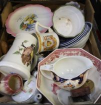 A boxed selection of interesting china and porcelain items