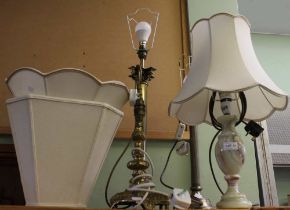 3 Brass Table Lamps & an Onyx example (4)