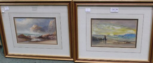 A pair of original watercolours of Cornish beach scenes, signed by W H Pike in gilt, glazed frames