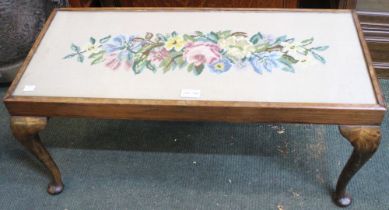 A tapestry top long low side-table