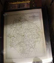 A selection of decorative prints various together with a Warwickshire County map