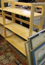 A hardwood folding set of shelves