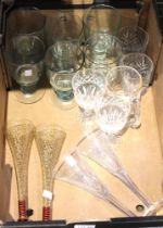 A box containing a good selection of cut and other glass drinking vessels