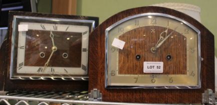 Two wood cased mantel clocks