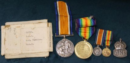 Two First World War medals, presented to 38753 1.A.M, H.G.Perkins RAF, together with the dress minia