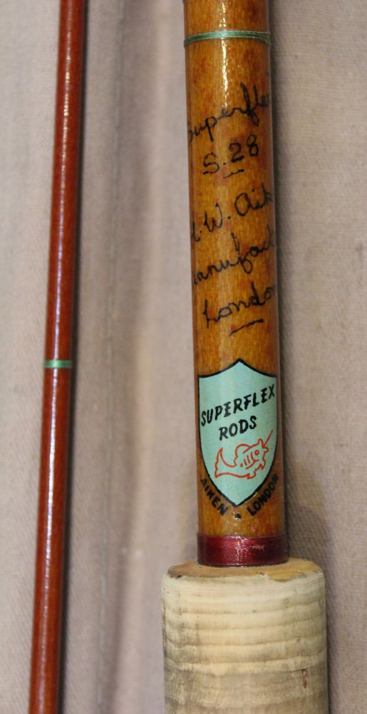 A vintage two piece fibreglass spinning rod "Superflex S29" HW Akin, London 9ft - Image 2 of 3