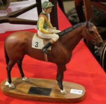 Nijinsky with Lester Piggott up - Connoisseur modelled by Beswick on wooden plinth