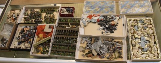 A collection of cast metal hand painted miniature model soldiers, various eras
