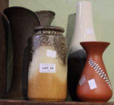 Four mid-century ceramic vases to include West German examples