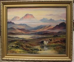 Gilt framed landscape oil painting by Willis Pryce
