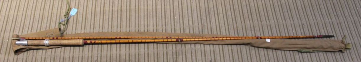 Hamlin of Cheltenham vintage 2-piece cane fly rod 8.5ft patent 444803