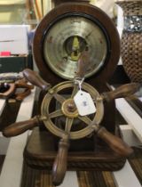 Hand crafted vintage nautical Milford Guild 1950's ships wheel barometer