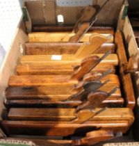 A box containing 12 Victorian moulding planes