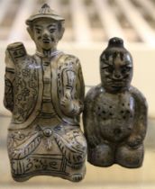 An incense burner fashioned as a gentleman, together with a protective guardian, possibly 18th centu