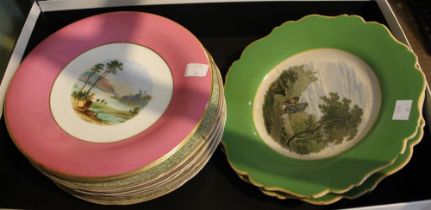 A quantity of Pratt ware and other desert plates