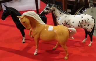 Three ceramic models of horses by Beswick