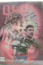 Coloured poster of Dr Who. Tom Baker & Co star Nicholas Courtney Signed by both