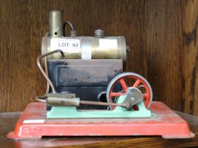 A vintage Mamod brass and tin stationary steam engine