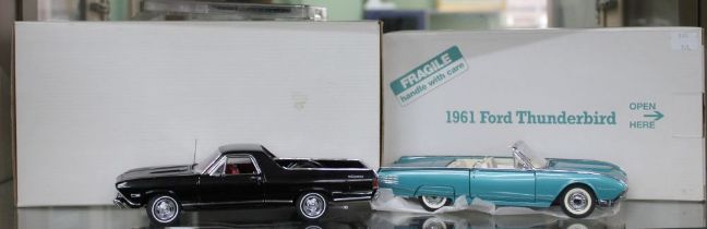Two Danbury Mint model cars, a 1968 Chevrolet El Camino SS-396 and a 1961 Ford Thunderbird (2)